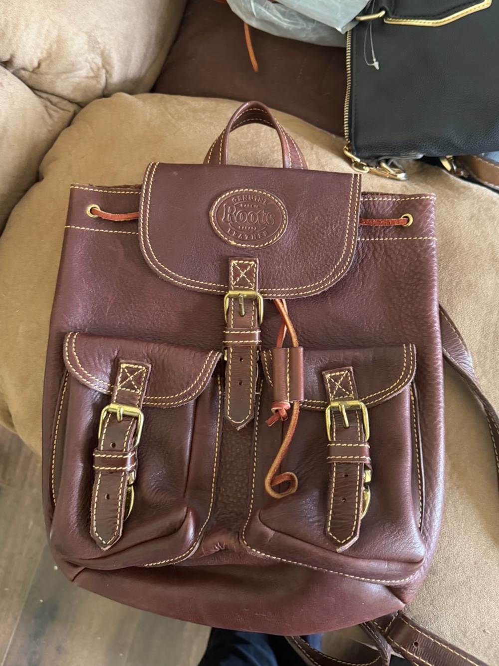 Roots Leather Backpack Tote/Purse